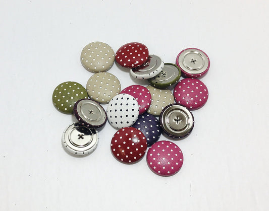 17 Cowhide Leather Covered  Buttons HB 45 Line Perf, Random Color Assortment Pivot Back; crafters; scrapbooking; arts and crafts; HALF BALL