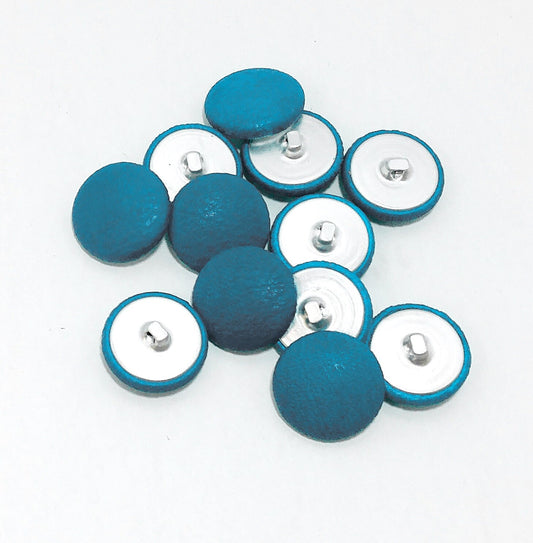 36 Line, Deerskin Deer Leather Covered Buttons in Turquoise Aqua Aquamarine (12 PC.)