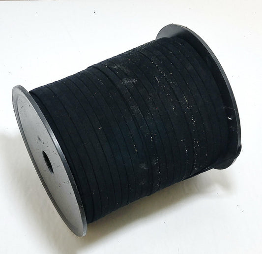 3/16" Polyurethane Stripping in Black Faux Suede (10 yds) 0187BUPU faux leather strips; jewelry cord; trimming;VEGAN