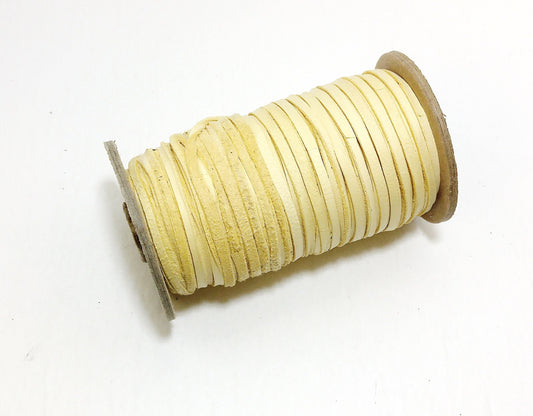 1/8" Flat, Genuine Deer Leather Lacing in Butter (10 YDS) 0125NHE tan, earth tone, yellow, beige, natural; off white; cream