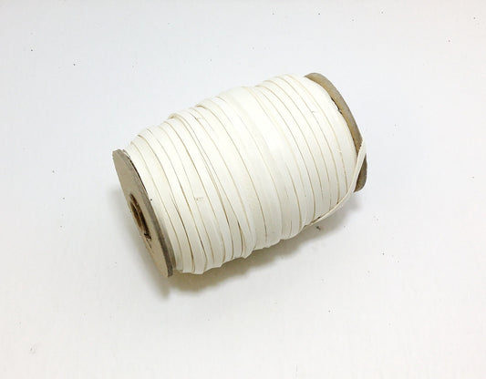 1/8" Flat, Genuine Deer Leather Lacing in White (13 YDS) 0125NHE tan, earth tone, yellow, beige, natural; off white; cream