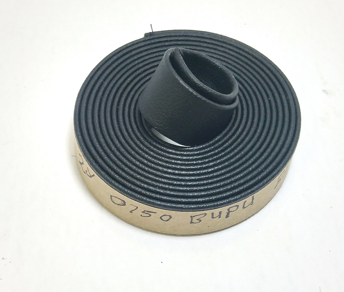 1"  Folded Black Polyurethane Faux Cowhide 1000BUXPU purse strap; bag strap; strip; leather; strong; wide BLACK EXPANDED 16 Yds