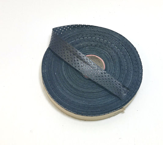 1" Flat,Black PERFORATED Cowhide Leather Binding in FUji (2 YDS) 1000FDD3P1 edge binding; perforation; 3P1; trim tape; sewing; crafting
