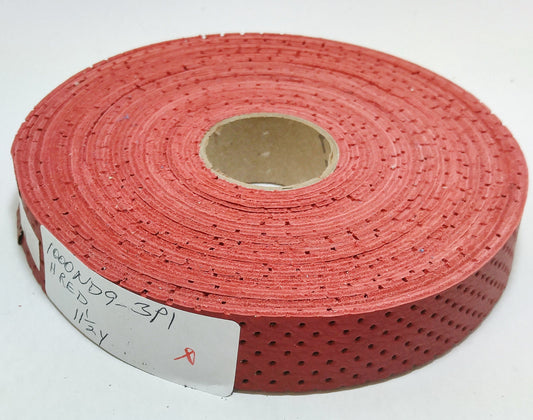 1" Flat, PERFORATED Cowhide Leather Binding in Heavy Red (2 YDS) 1000ND93P1 edge binding; perforation; 3P1; trim tape; sewing; crafting