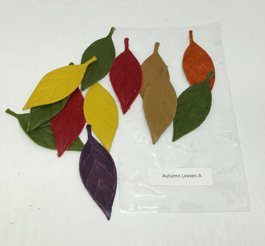 More Choice Available Leather Die Cut Leaf Shapes with Veins in Various Colors (12 pieces) Lots A-J  Autumn Leaves, Fall Foliage, Leaf Lot