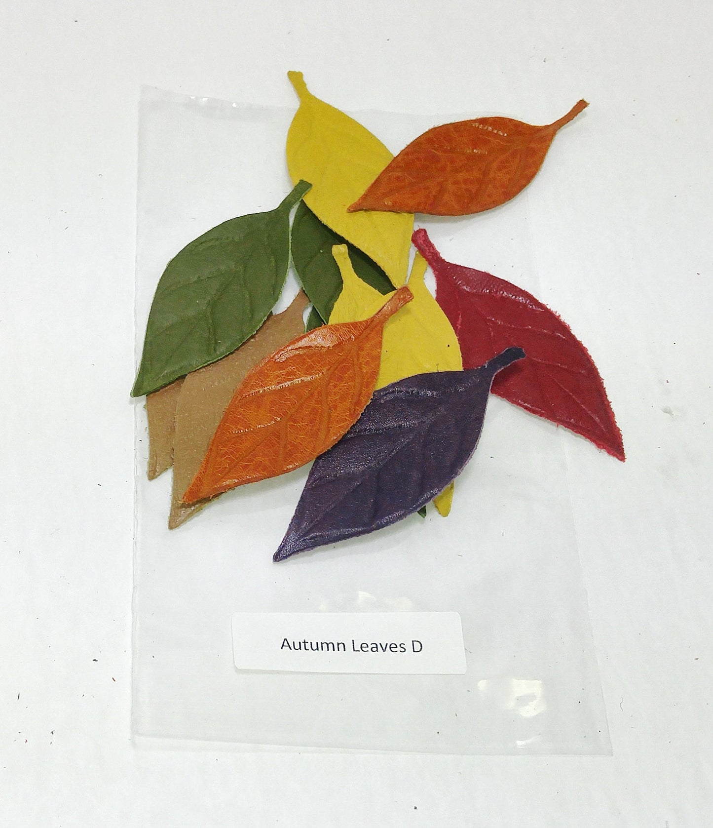More Choice Available Leather Die Cut Leaf Shapes with Veins in Various Colors (12 pieces) Lots A-J  Autumn Leaves, Fall Foliage, Leaf Lot