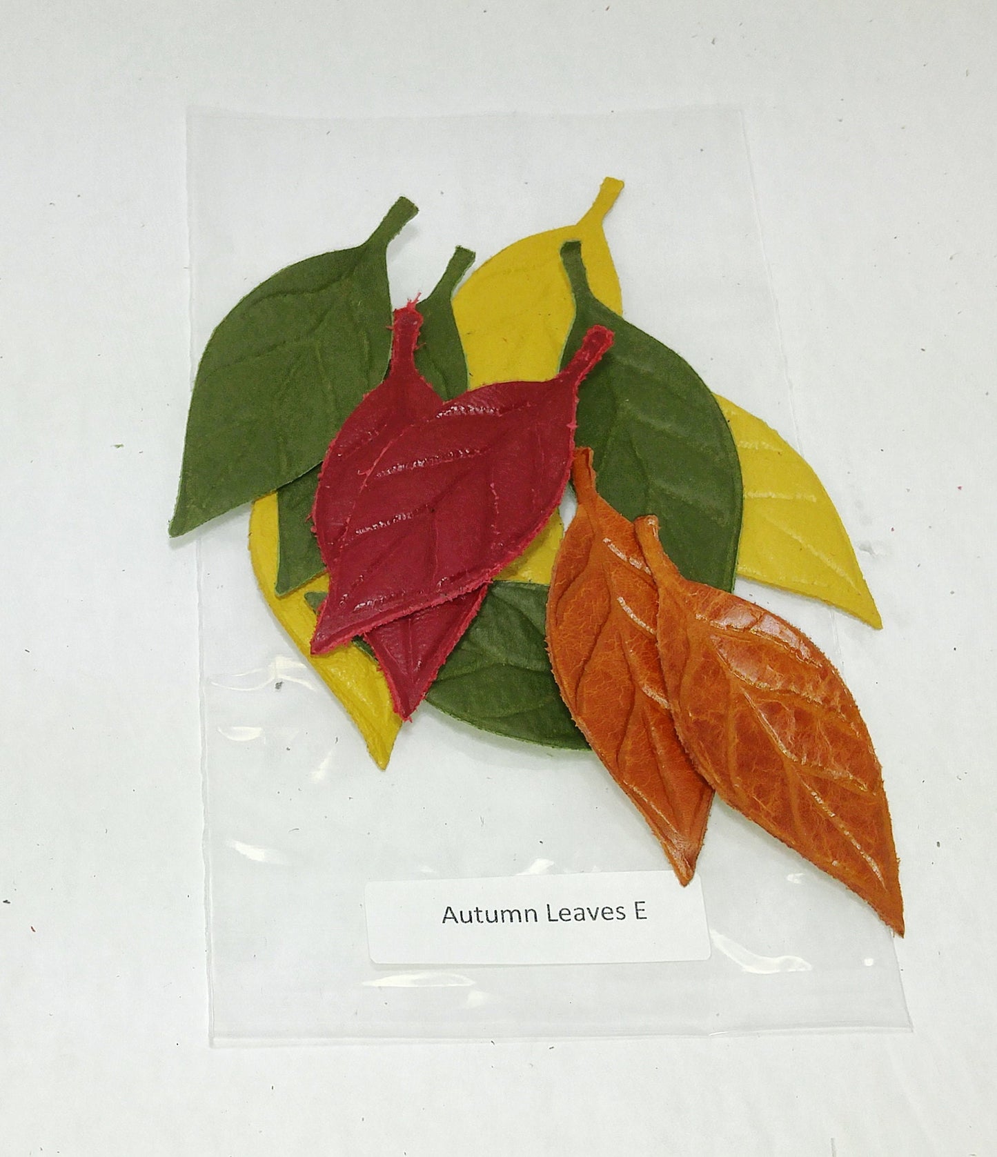 More Choice Available Leather Die Cut Leaf Shapes with Veins in Various Colors (12 pieces) Lots A-J  Autumn Leaves, Fall Foliage, Leaf Lot