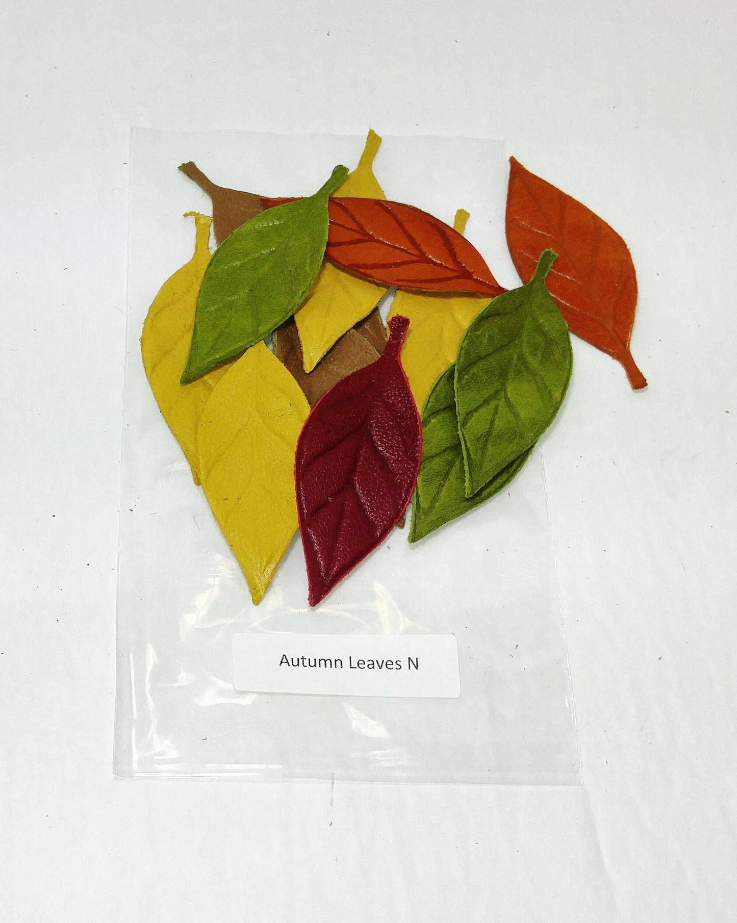 More Choice Available Leather Die Cut Leaf Shapes with Veins in Various Colors (12 pieces) Lots K-R  Autumn Leaves, Fall Foliage, Leaf Lot