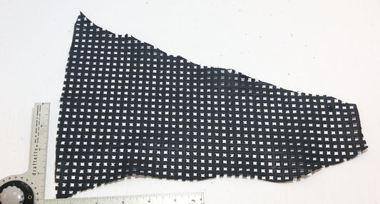 Perforated Cowhide Genuine Leather Piece 4P13 - black 1500 - leather scraps; eco friendly; scrapbooking; crafting 24092018-02 - 75 sq"