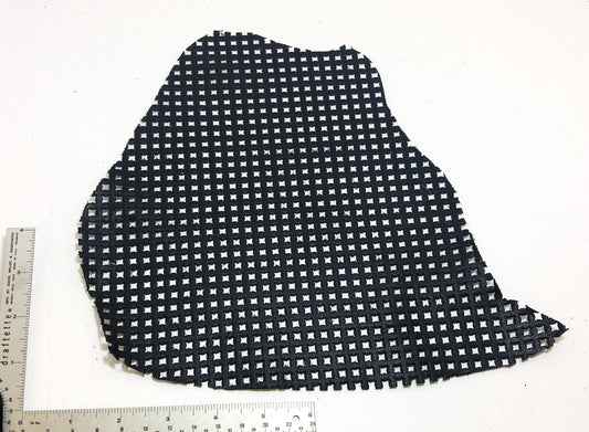 Perforated Cowhide Genuine Leather Piece 4P13 - black 1500 - leather scraps; eco friendly; scrapbooking; crafting 24092018-08 - 72 sq"