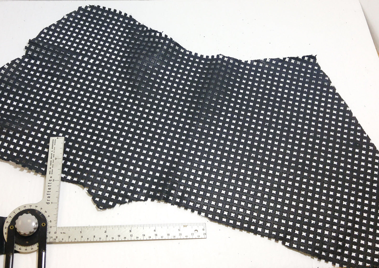 Perforated Cowhide Genuine Leather Piece 4P13 - black 1500 - leather scraps; eco friendly; scrapbooking; crafting 24092018-09 - 136 sq"