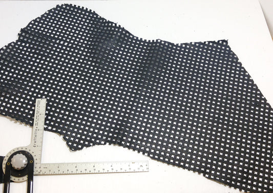 Perforated Cowhide Genuine Leather Piece 4P13 - black 1500 - leather scraps; eco friendly; scrapbooking; crafting 24092018-09 - 136 sq"