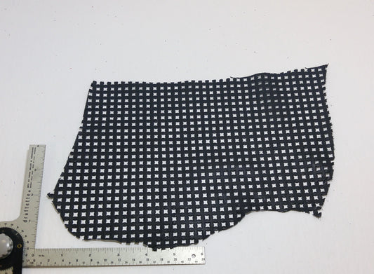 Perforated Cowhide Genuine Leather Piece 4P13 - black 1500 - leather scraps; eco friendly; scrapbooking; crafting 24092018-10 - 70 sq"