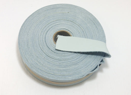 1" Flat, Cowhide Leather Strap in Baby Blue (5 YDS) 1000NDD ; light blue trim tape