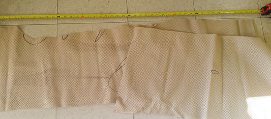 LARGE Perforated Cowhide Genuine Leather Piece 3P1 - Beige DAMAGED - leather scraps; eco friendly; scrapbooking; crafting; leather working