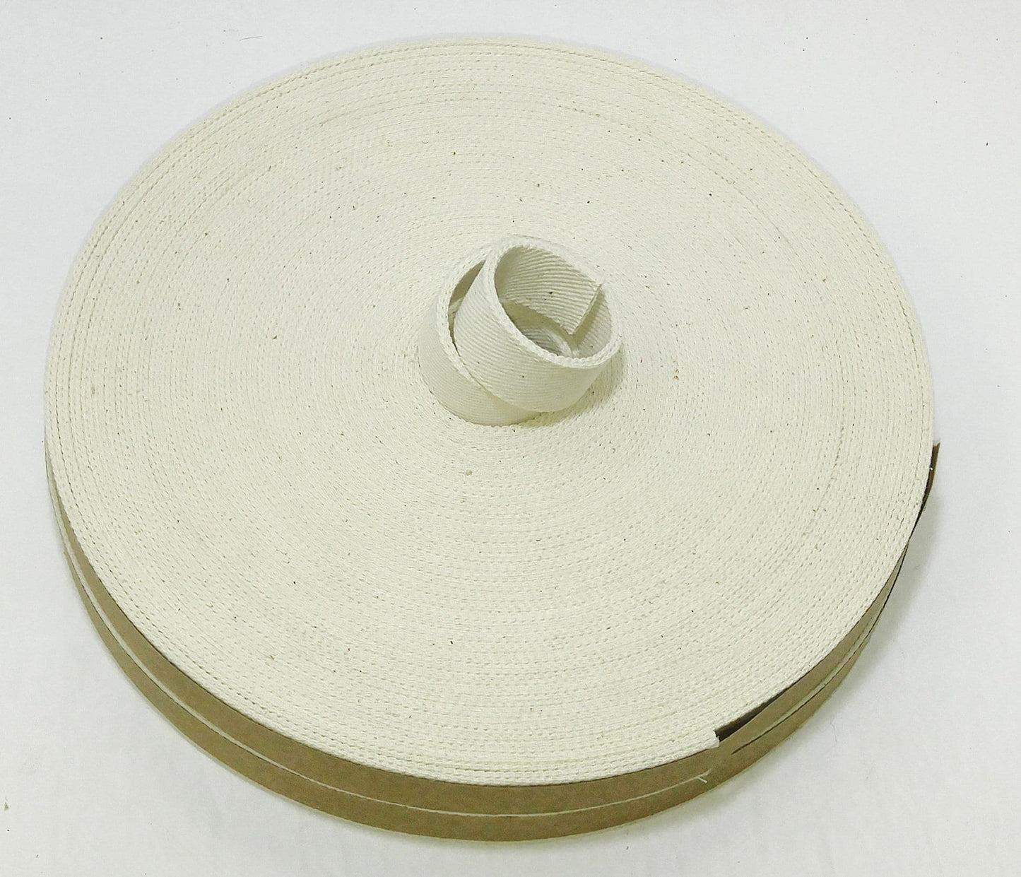 1" Back to Back Stitched Natural Denim Strap (3 yds) 3753XTDEN DIY; purse straps; natural denim; beige; white; off white canvas