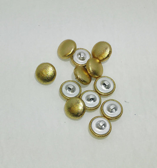 24 Line Cowhide Leather Covered Hopper Back Buttons in Gold Metallic 12pc.