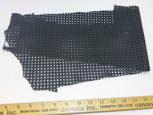 LARGE Perforated Cowhide Genuine Leather Piece 4P14 - black UPL - leather scraps; eco friendly; scrapbooking; crafting; leather working
