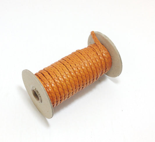 1/4" wide Burnt Orange 3-strand Braid, Cowhide Leather 1/8" wide strips (1 YD) 0125RDD03