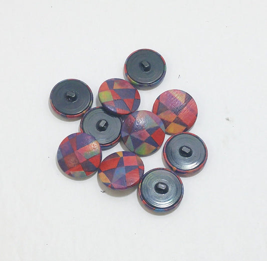 Cowhide Leather Covered Buttons in Kaleidoscope 24L 36L 40L 5/8", 7/8", 1" wide Red Blue Brown Yellow Green 16mm 22mm 25.5mm