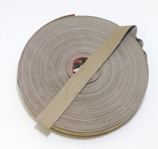 1/2", 3/4", 1", or 1-1/2" Flat, Cowhide Leather Binding in Taupe Climax (5 yds) 0500ND9 0750ND9 1000ND9 1500ND9 Beige Brown