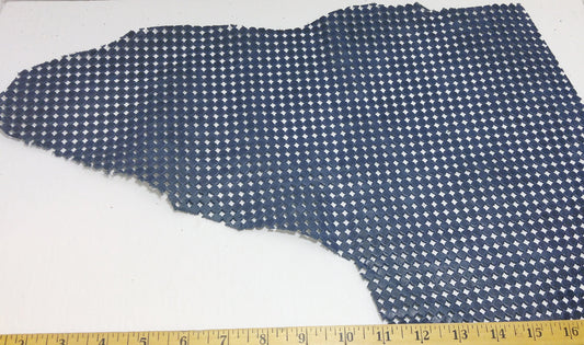 LARGE Perforated Cowhide Genuine Leather Piece 4P14 - Vermont Navy - leather scraps; eco friendly; scrapbooking; crafting; leather working
