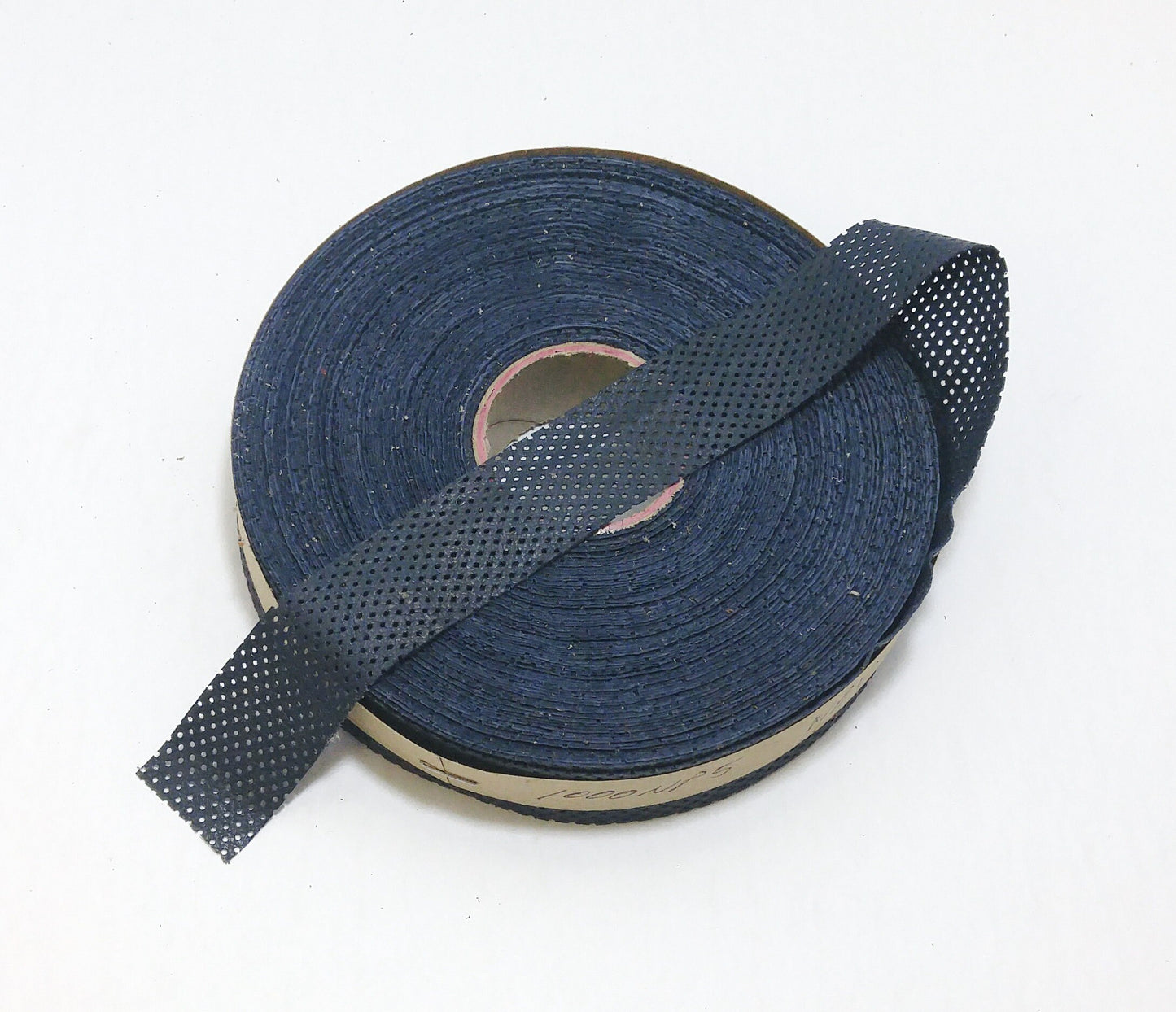 1", 1-1/4" or 1-1/2" Flat, Pig Suede Binding in Navy Perforated Leather (5 yds) 1000NP5 1250NP5 1500NP5