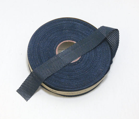 1", 1-1/4" or 1-1/2" Flat, Pig Suede Binding in Navy Perforated Leather (5 yds) 1000NP5 1250NP5 1500NP5
