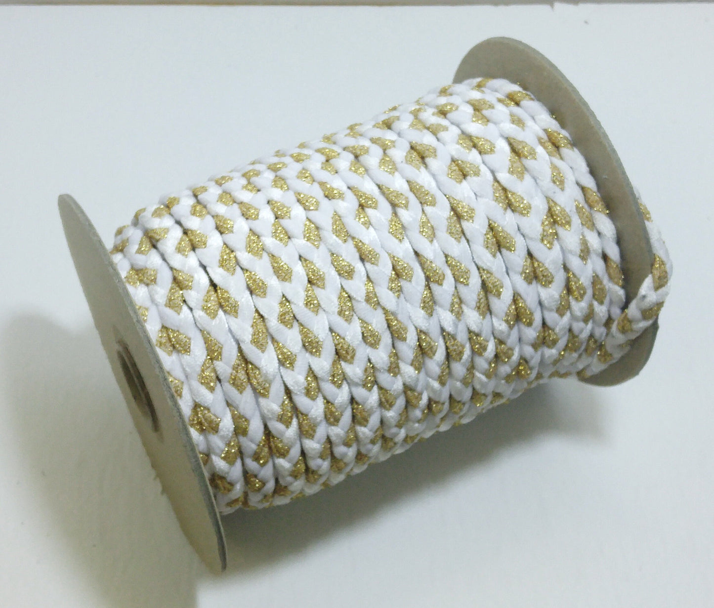 Gold and White 3 Strand Stretchy Braid Trim (5 yards)