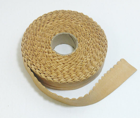 1-1/8" Flat Scalloped Edge Trim or Binding in Honey Genuine Deerskin Leather (1 yard) 3762NHH