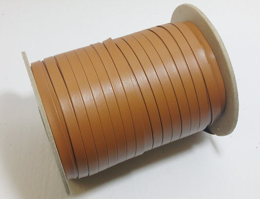 1/8", 3/16", 1/4", or 3/8" Polyurethane Faux Leather Stripping in Tan 858 Koram (10 yds) 0125BUKNC 0187BUKNC 0250BUKNC 0375BUKNC light brown