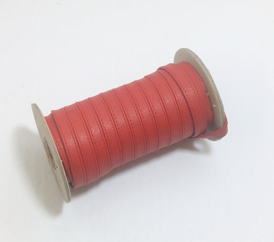 Cowhide Leather Stripping 3/8" Double Folded Reinforced, Stitched, in Red Duquesa (3 YDS) 3708XDB