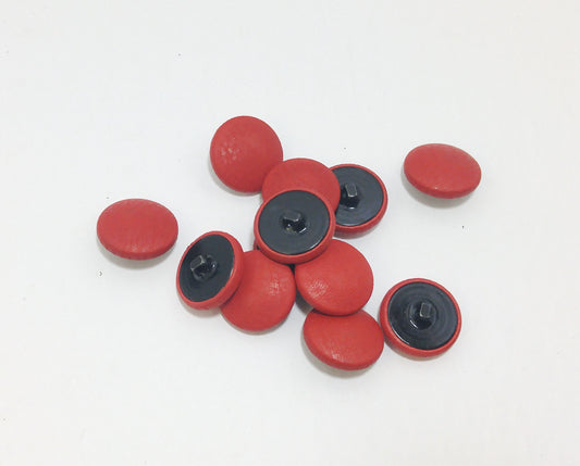 36 Line, Deerskin Deer Leather Covered Buttons in Red; bright red (12 PC.)