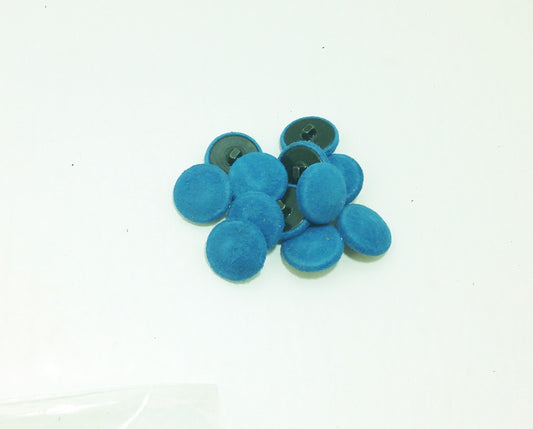 36 Line, Cowhide Leather Covered Buttons in Blue Suede (12 PC.) 7/8" 22mm
