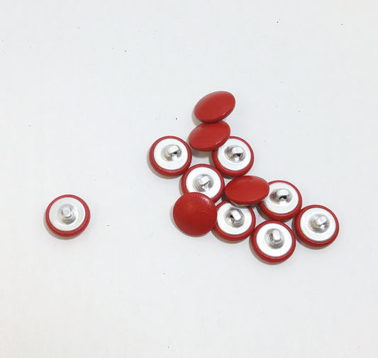 24 Line, Lambskin Leather Covered Buttons in Cherry Red Lamb (12 PC.) 5/8" 16mm