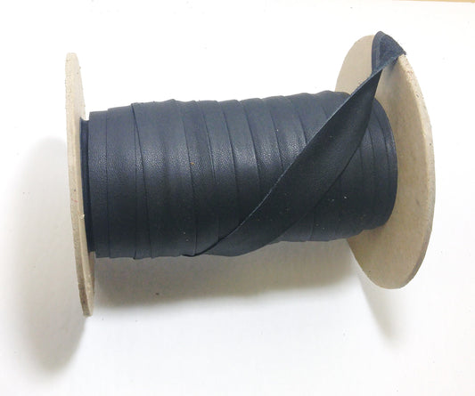 Genuine Cowhide Leather Stripping 1" One Side Fold  (2 yds) 2969XD9 in Black Nappa 1500 edge binding; leather tape