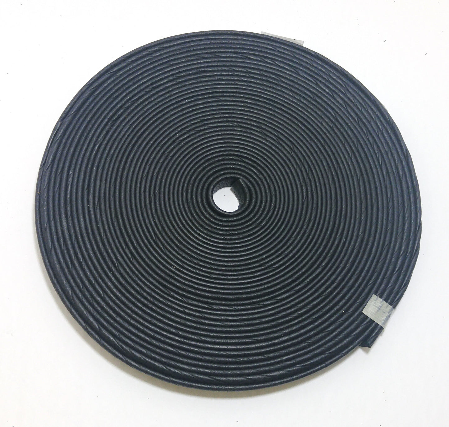 DAMAGE - 1/2" Side-folded, Cowhide Leather Lacing in Black Fuji with Reinforcement Tape (2 YDS) 20% OFF