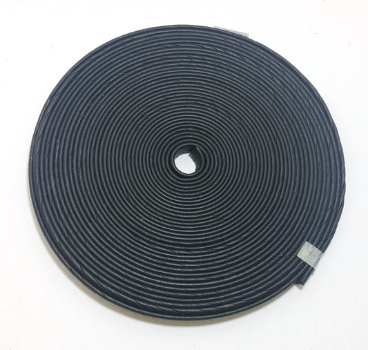 DAMAGE - 1/2" Side-folded, Cowhide Leather Lacing in Black Fuji with Reinforcement Tape (2 YDS) 20% OFF