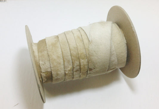 1-1/2" Flat Hair on Lamb Edge Binding Leather Trim (2 YDS) 1500NLB beige/off white; edge binding; trim tape