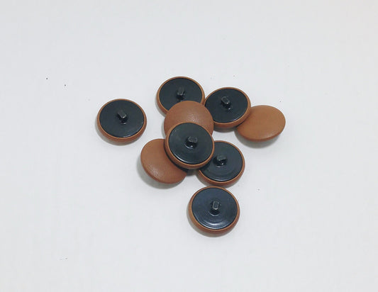 Cowhide Leather Covered Buttons in Atlas Medium Brown Hopper Back