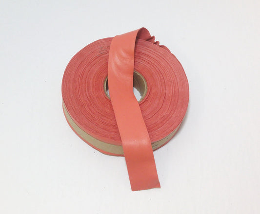1" Flat, Lamb Leather Binding in Coral Lambskin (3 YDS) 1000NLA - trim, edge binding, leather tape - Salmon Pink