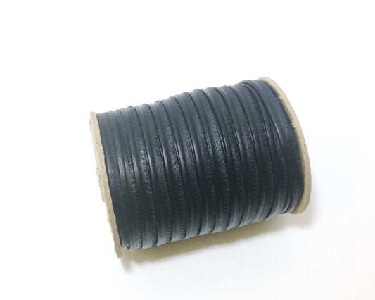Black Fuji Slashed Leather Cord Piping  5/16" (3 yds) 2095XDB