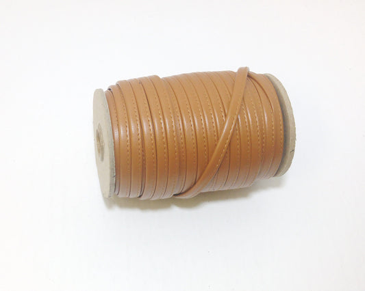 1/4" Stitched Faux Leather Jewelry Cord in Tan 858 Koram Polyurethane (5 YDS) 2037XUKNC Corral Brown Vegan