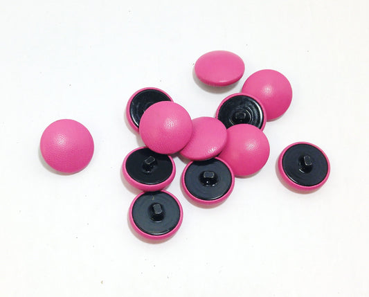 36 Line, Lambskin Leather Covered Buttons in Hot Pink Lamb (12 PC.) 7/8" 22mm