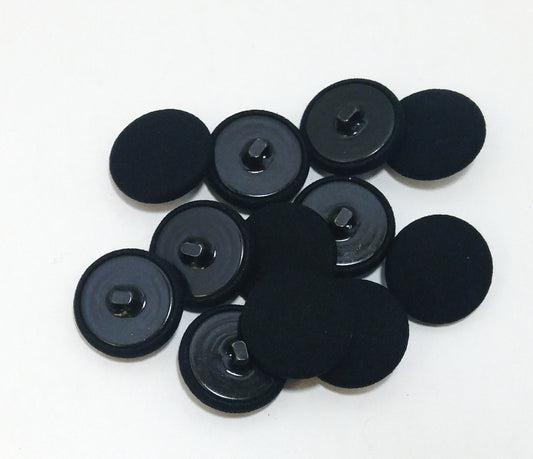 36 Line, Covered Buttons in Black Stretch Fabric (12 PC.)