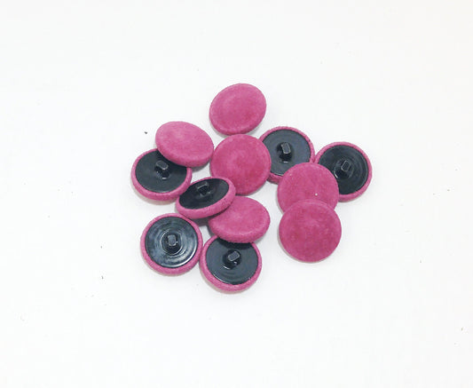 36 Line, Cowhide Leather Covered Buttons in Fucshia Suede (12 PC.) 7/8" 22mm pink magenta