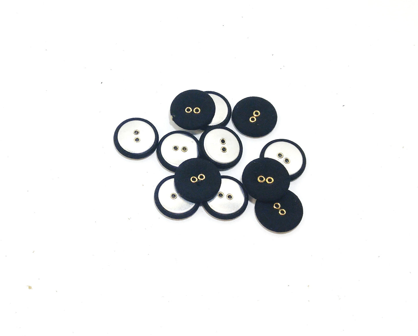 36 Line, Stretch Fabric Covered Buttons in Burgundy or Black with Silver or Gold Eyelets Sew Through (12 PC.) 7/8" 22mm