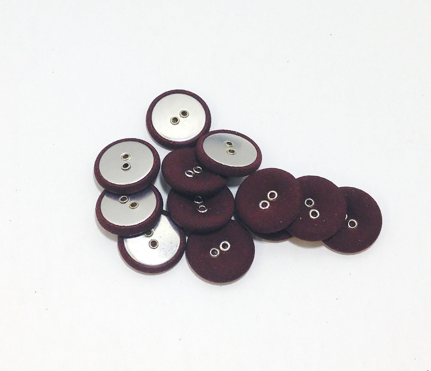 36 Line, Stretch Fabric Covered Buttons in Burgundy or Black with Silver or Gold Eyelets Sew Through (12 PC.) 7/8" 22mm