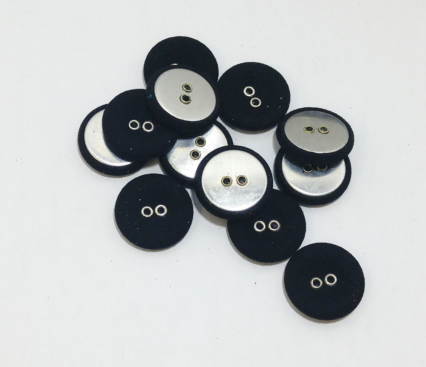 36 Line, Stretch Fabric Covered Buttons in Burgundy or Black with Silver or Gold Eyelets Sew Through (12 PC.) 7/8" 22mm
