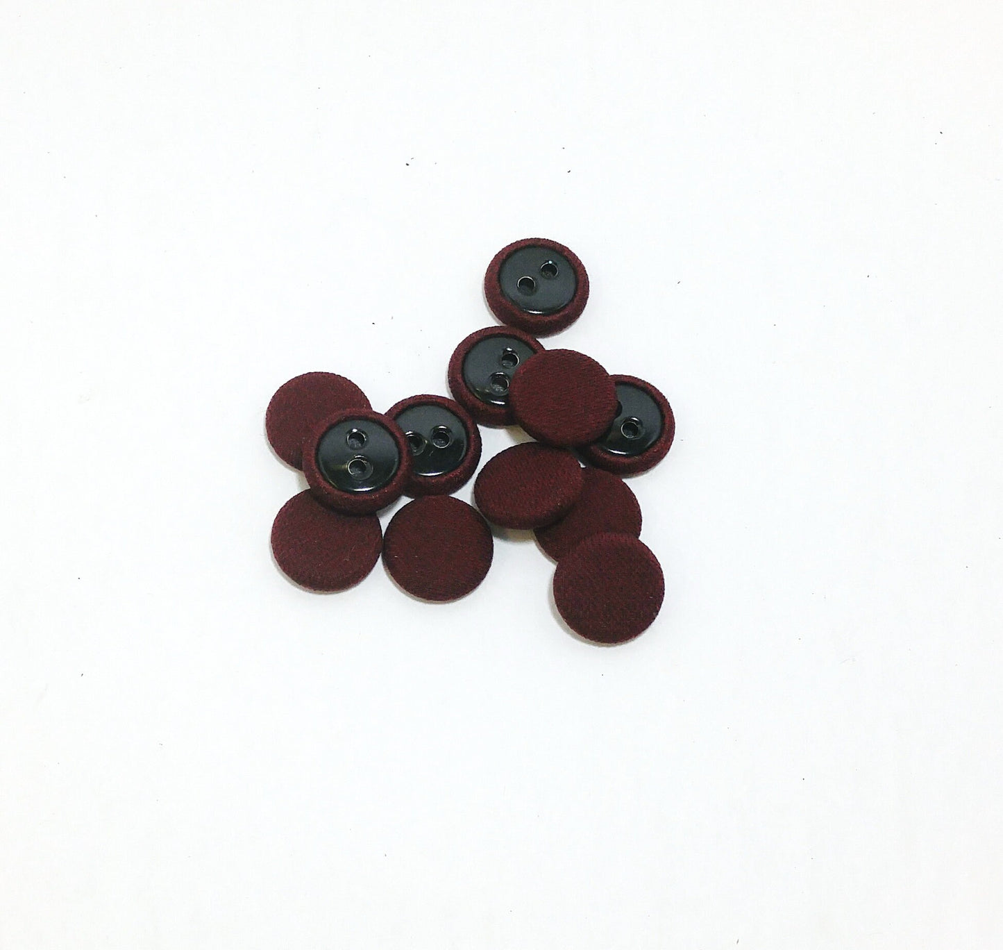 24 line or 30 Line, Stretch Fabric Covered Buttons in Burgundy or Black Sew Through NO EYELETS (12 PC.) 3/4" 19mm or 5/8" 16mm